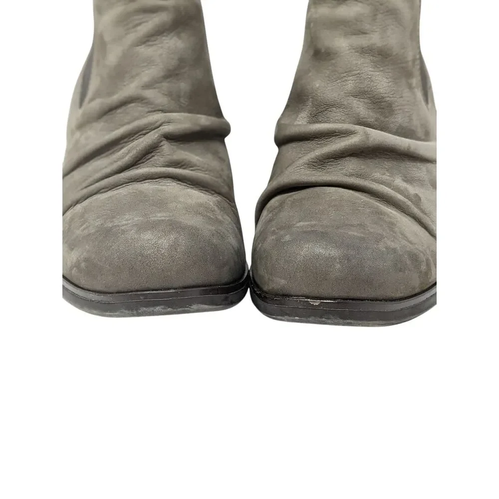 Paul Green Jano Taupe Leather Ruched Heeled Ankle Boots Booties Womens 8